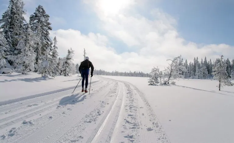 Homme faisant du ski de fond en Norvège